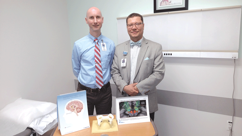 Dr. Octavian Adam, left, and Dr. Mohamad Khaled say not everyone with tremors is a candidate for DBS, but those who are typically find the results dramatic. 
