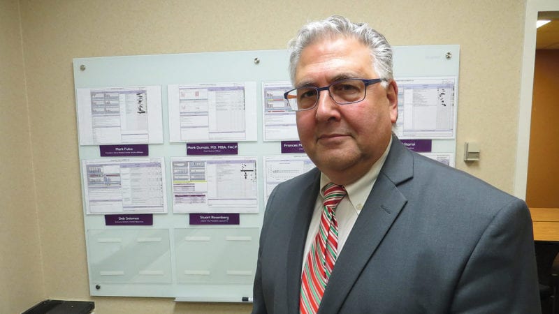 Mark Fulco in the ‘Mission Control’ room at Mercy Medical Center.