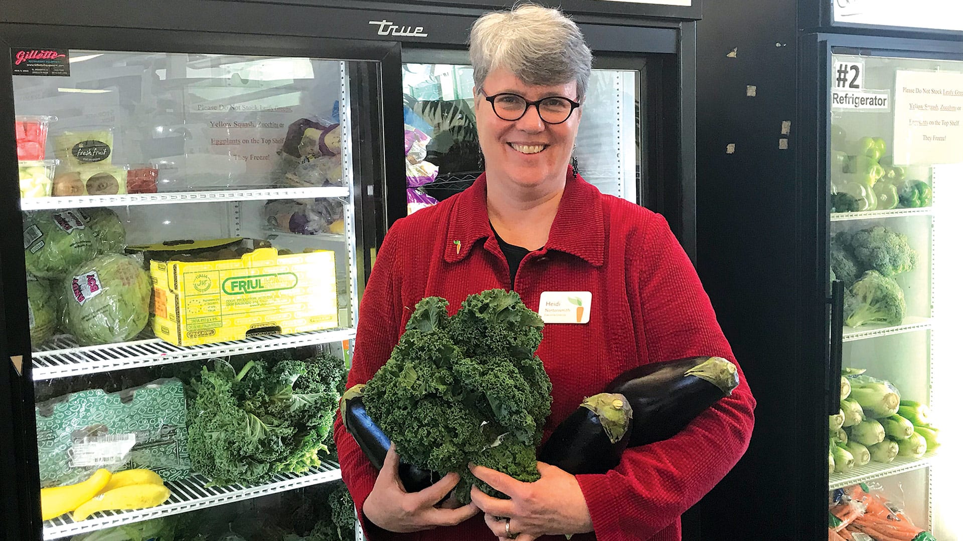 Heidi Nortonsmith displays some of the fresh produce